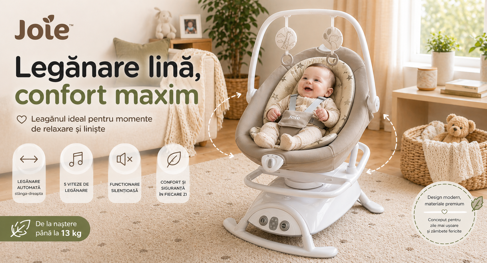 Leagan si balansoar rotativ Sansa 2 in 1 Cosmo Tan